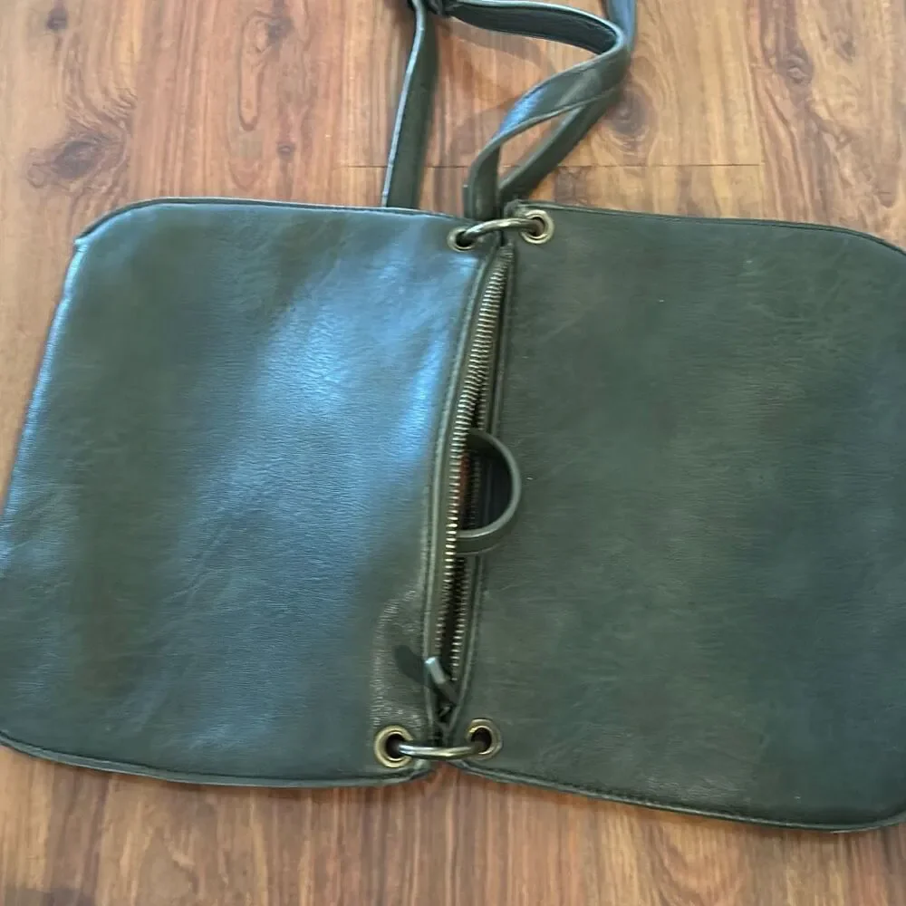 Anthropologie leather green Crossbody bag.
